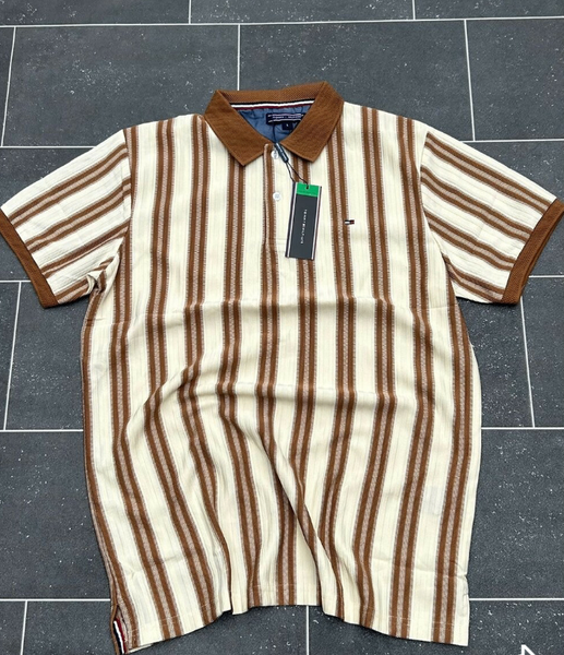 Polo rayé marron classique