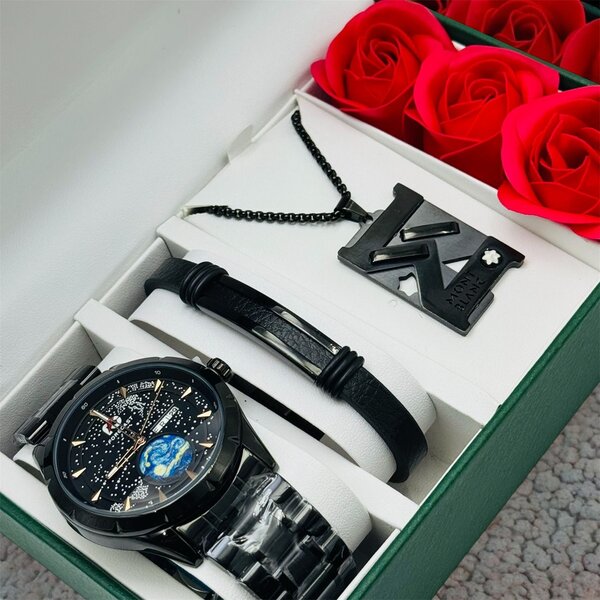 Montre Homme Luxe avec Bracelet et Collier