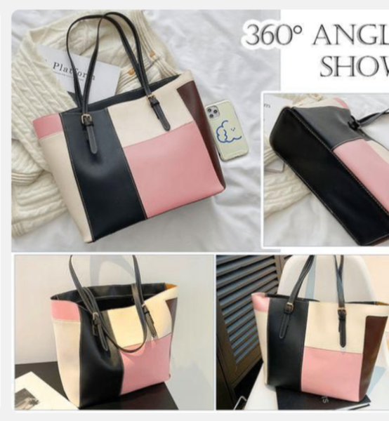 Sac cabas en cuir multicolore