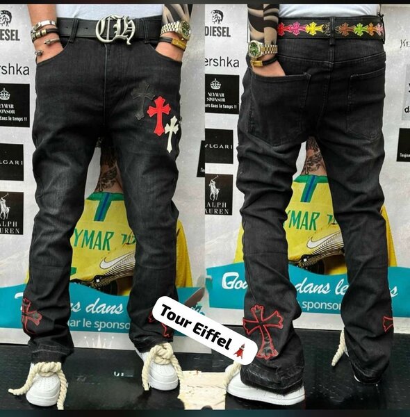 Jeans noirs style croix