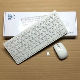 Mini Clavier AZERTY Sans Fil + Souris Optique -blanc