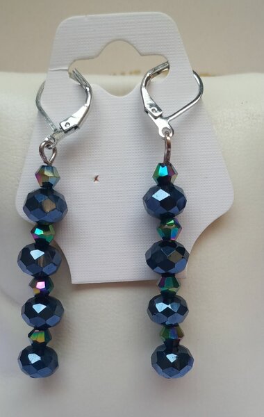 Boucles d'oreilles en cristal bleu