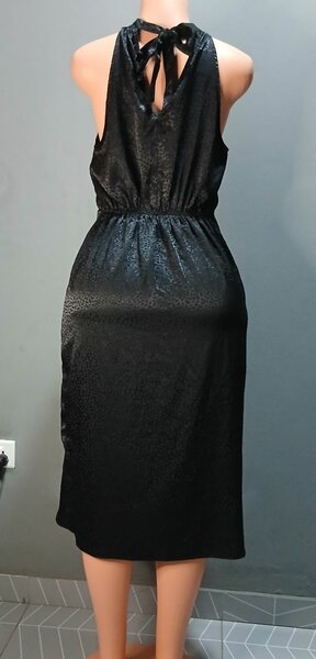 black satin dress