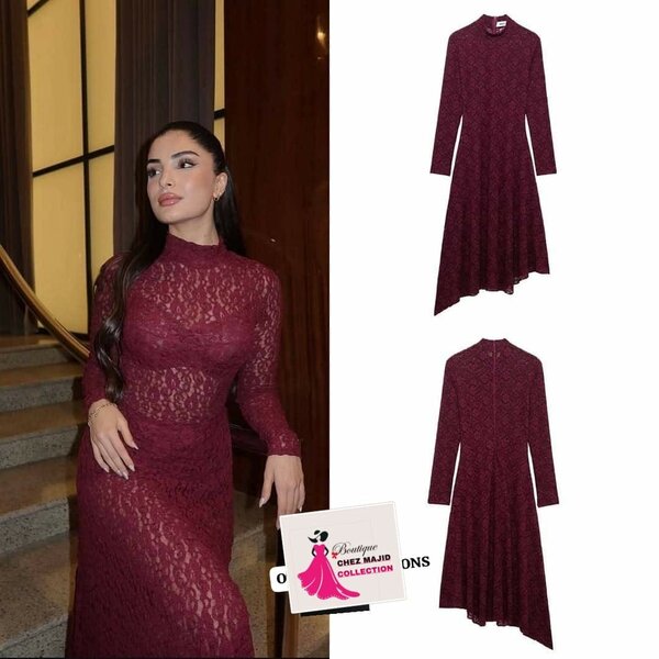 Robe en dentelle bordeaux