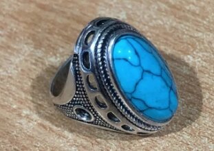 New Vintage Blue Stone Turkish Ring For Men and boys