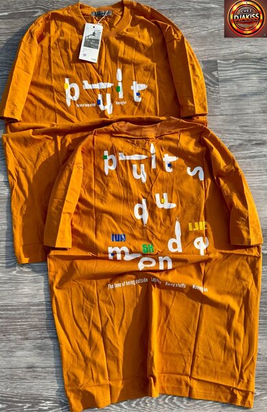 T-shirt orange unisexe à motif