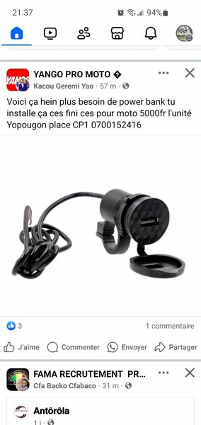 Batterie, chargeur, écrans, bars de charge.