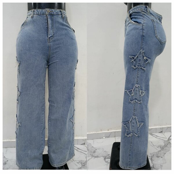 Jeans femme motif étoiles