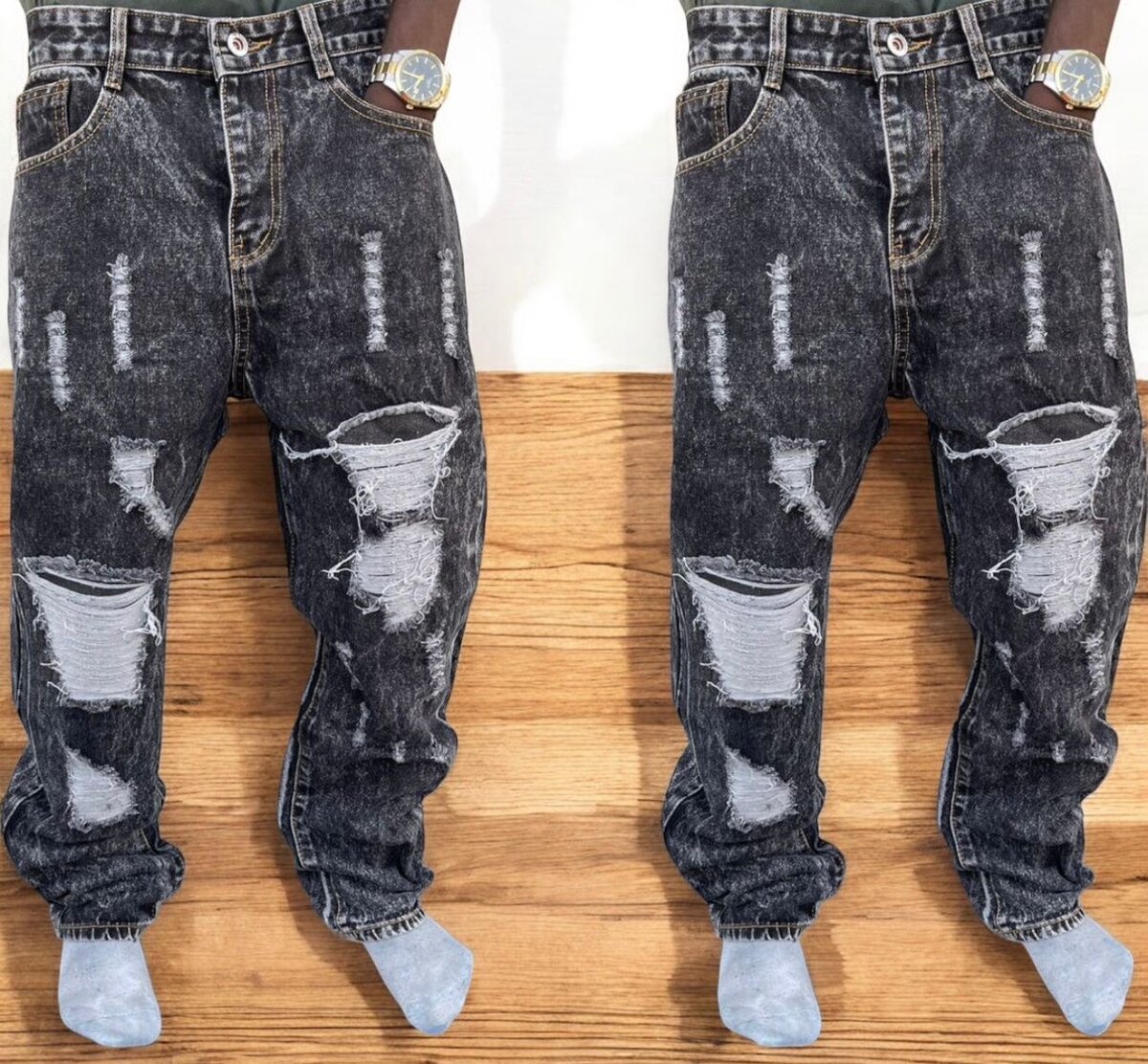 Jeans tendance rétro déchiré