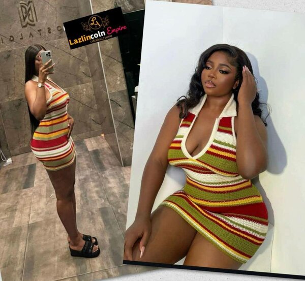 Robe tricotée rayée élégante