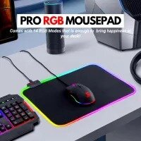 Professional RGB Gaming Mouse Pad – Large & XXL Extended Sizes, Soft Cloth Surface with Multicolor Lighting Effects, Non-Slip Rubber Base, and 14 Customizable Lighting Modes – Ideal for Gamers, PCs, Laptops, and Offices – Black