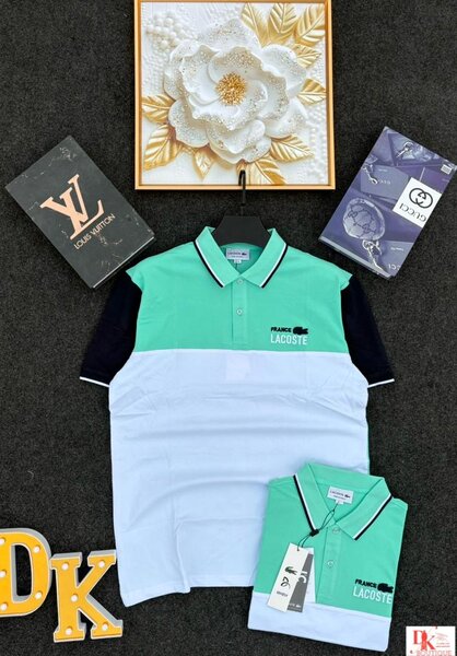 Polo Lacoste vert et blanc