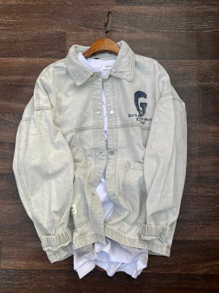 Veste en jean blanche pour homme