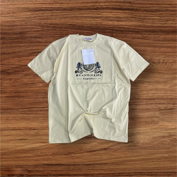 beige t-shirt with print