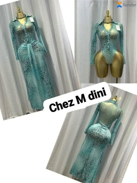 Combinaison de soirée luxueuse bleu turquoise