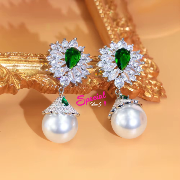 Boucles d'oreilles perle émeraude