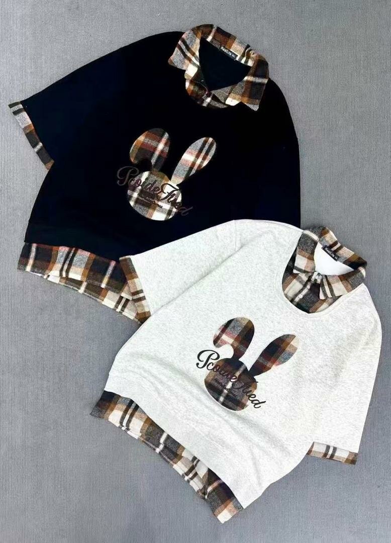 T-shirts col à motifs plaid