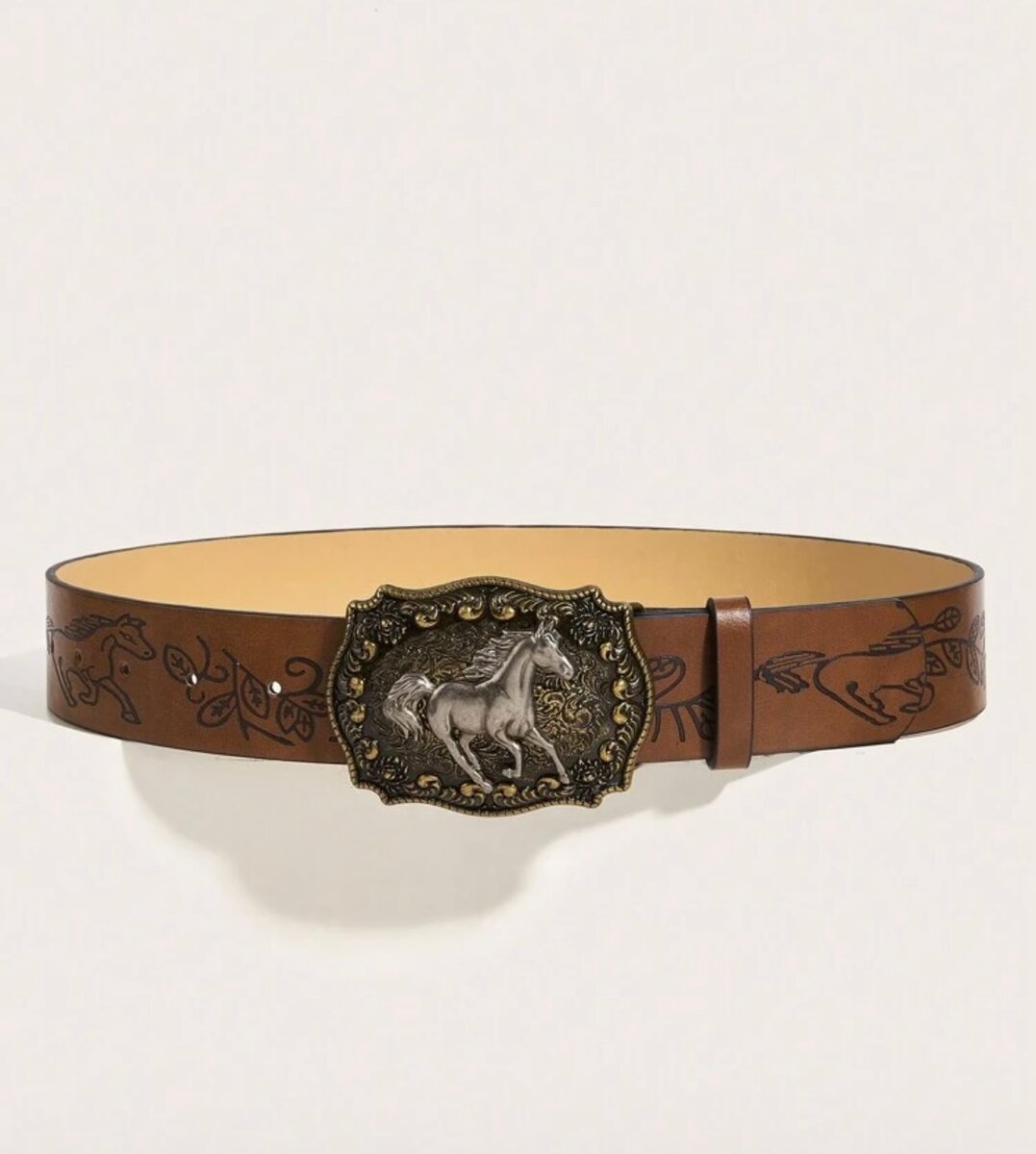 Ceinture en cuir gravée cheval