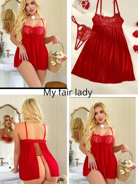 Nuisette Sexy en Dentelle Rouge