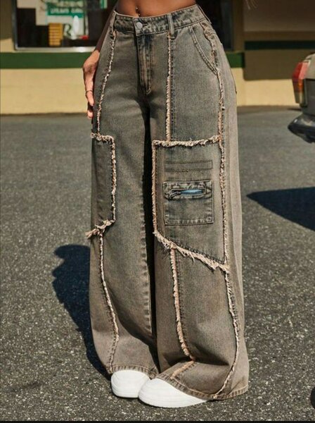 Jeans larges déchirés pour femme