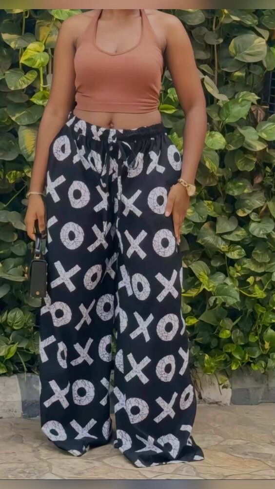 Pantalon large imprimé ethnique