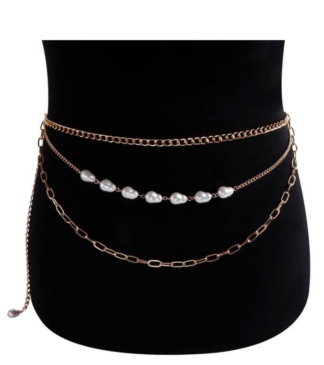 Ceinture chaîne perlée élégante