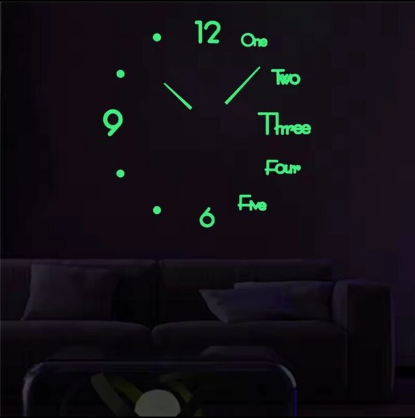Glow in dark 3d wall clock big