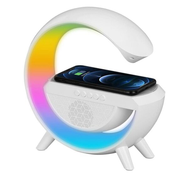 Support Téléphone avec Haut-Parleur Bluetooth et Lampe LED