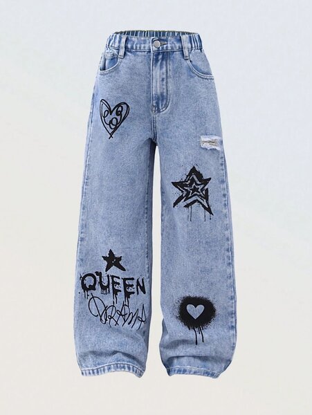 Jean large  custom graffitis