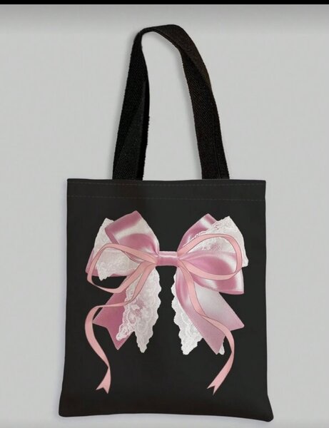 Tote Bag avec Nœud Rose