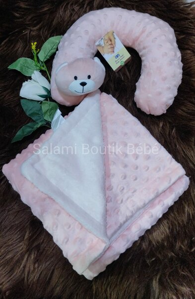 Couverture avec coussin rose pour bébé