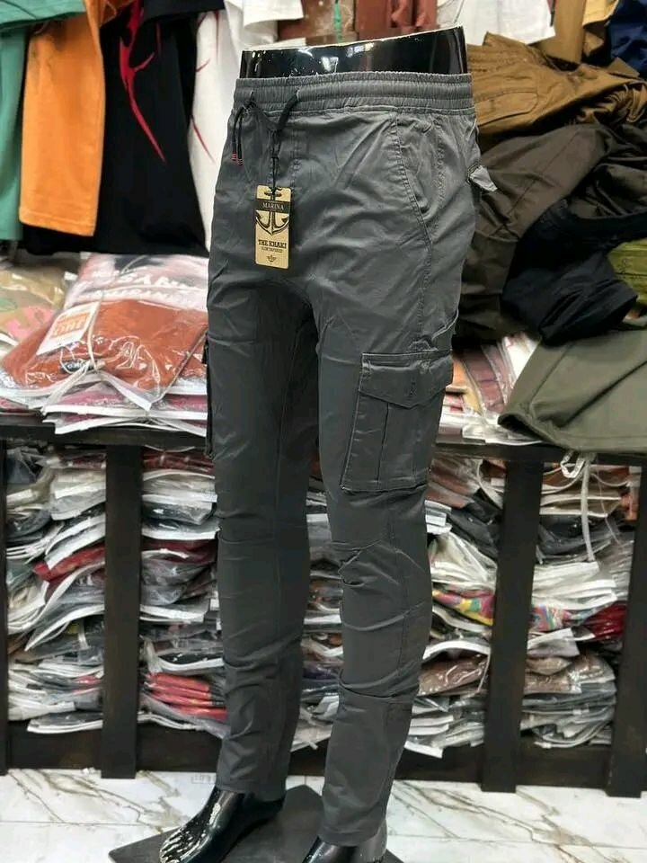 Pantalon cargo gris homme