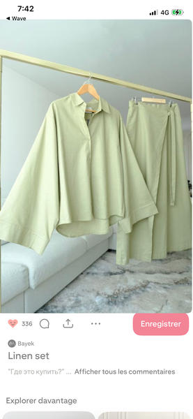 Ensemble en lin vert clair