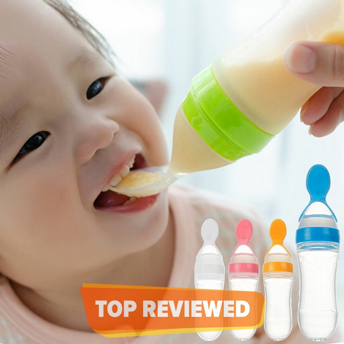 90ml Silicone Baby Spoon Feeder Feeding Bottle with Spoon