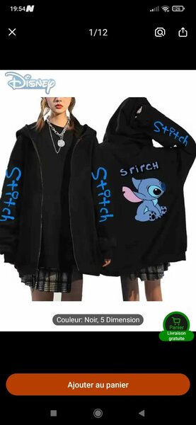 Sweat à Capuche Stitch Noir