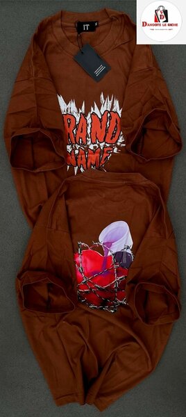 T-shirt homme marron imprimé