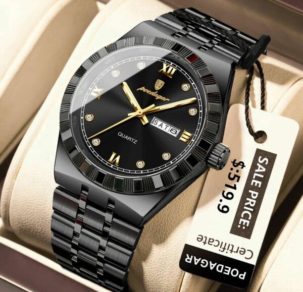 Montre en acier noir élégant