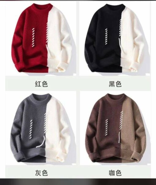 Pull bicolore hiver homme