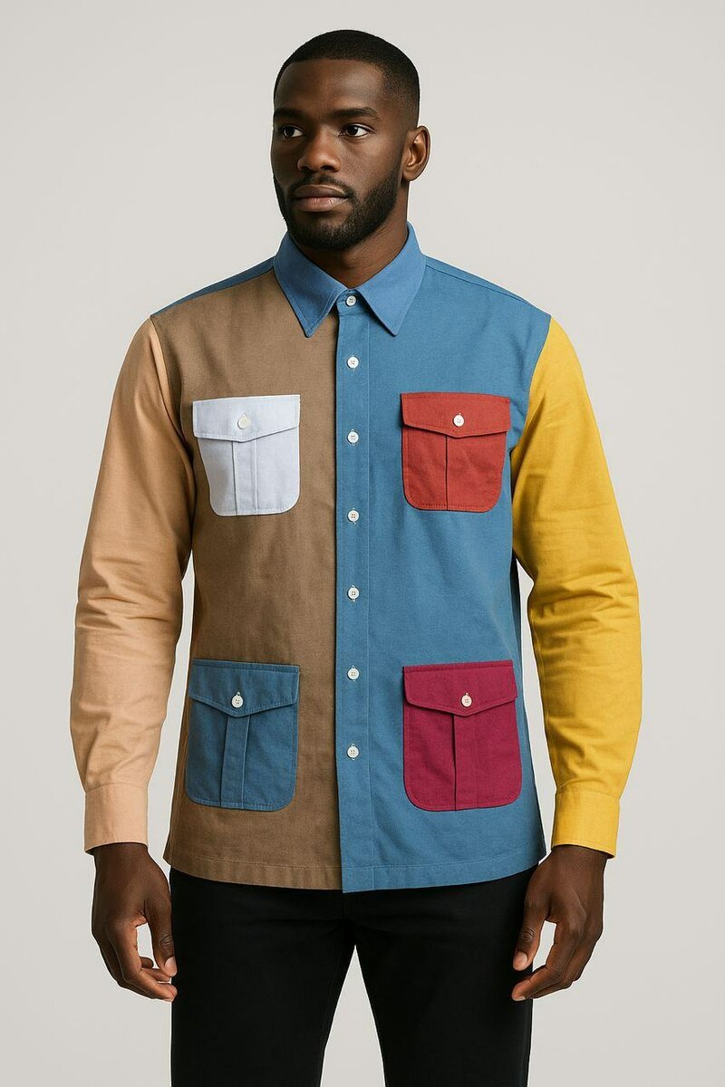 Chemise à poches multicolores