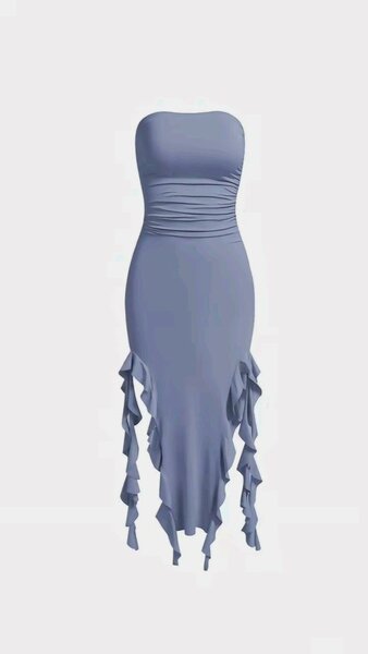 Robe Bleu Élégante Sans Bretelles