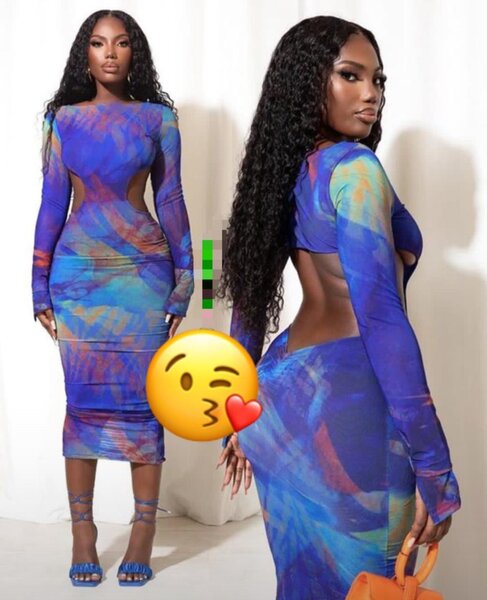 Robe moulante imprimée colorée