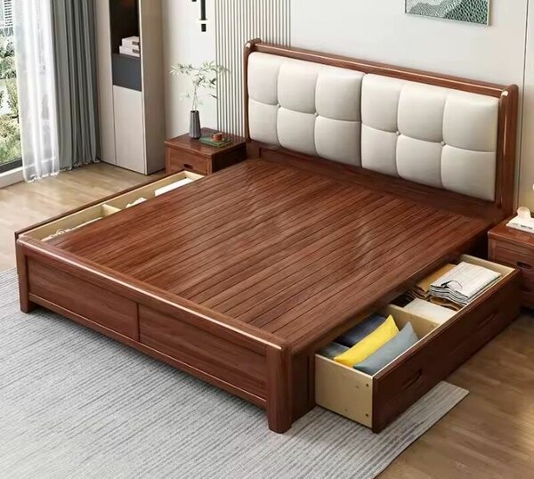 Lit en bois avec rangement