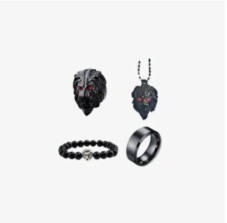 COMBO Lion Head Ring , Bracelet & Lion Head Pendent With Free Ring for Boys & Mens