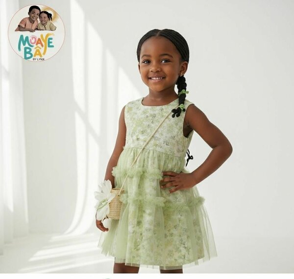 Robe Enfant Verte Fleurie