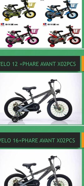 Vélos Enfants Variés Taille 12-20