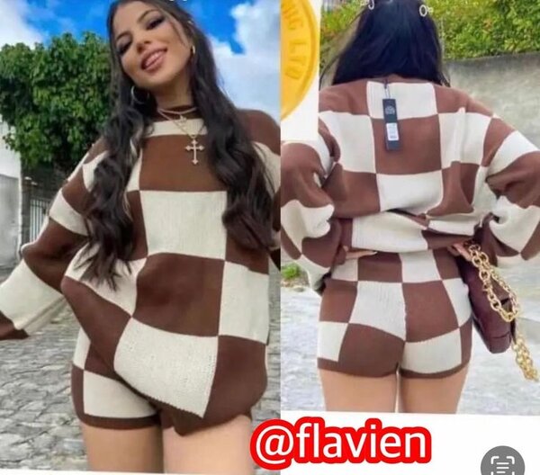 Ensemble tricot à carreaux