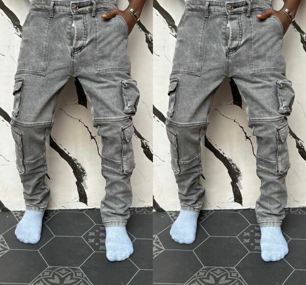 Pantalon cargo gris homme