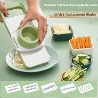 5 In 1 Vegetable Cutter Manual Kitchen Vegetable Slicer Chopper Graters Potato Radish Slicer Stainless Steel Kitchen Accessories