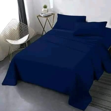 Set of beautiful bed linen in one color dark blue