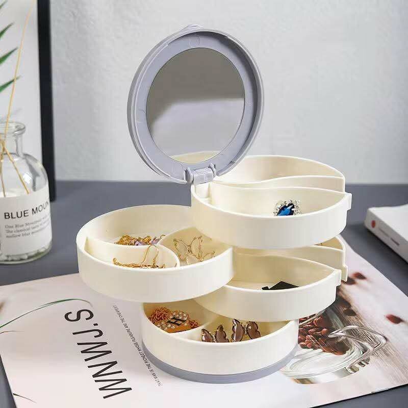 Boîte à bijoux rotative avec miroir